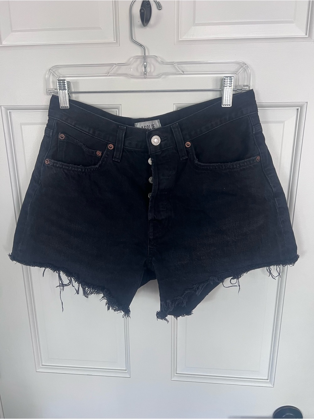 Agolde Parker Long Black Shorts - Picture 3 of 7